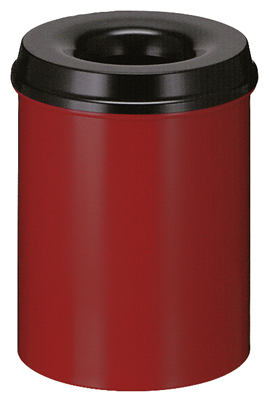 Biztonsági papírkosár, önoltó, űrtartalom: 15 l, átmérő x M: 225x360 mm, színe: piros