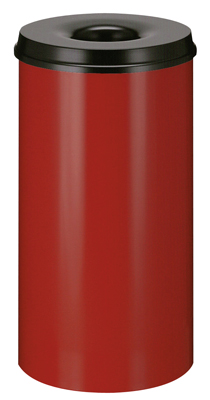 Biztonsági papírkosár, önoltó, űrtartalom: 50 l, átmérő x M: 335x625 mm, színe: piros