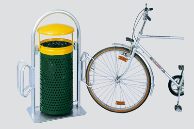 Tartozék hulladékhyüjtő zartályhoz: kerékpár-tároló kengyel-állvány (1 készlet = 2 db = 4 beálló)