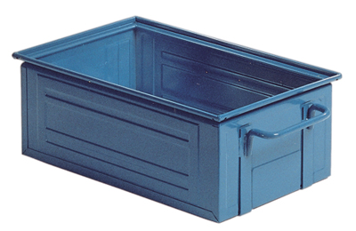Egymásba rakható tároló-doboz acél-lemezből, RAL 6011 rezedazöld színű festés, 2 db fogantyú, MéxSzxM: 600x400x300 mm