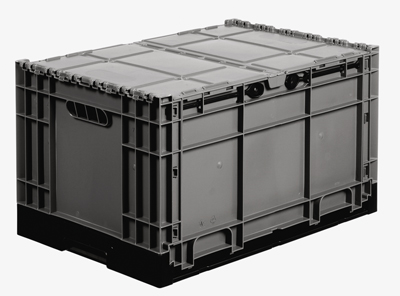 Összehajtható/összecsukható-box, fenéklemez és falak: zárt, Anyaga: polietilén, külső/belső Sz x Mé x M: 400/366x600/560x343/325 mm, Űrtartalom: 68 liter