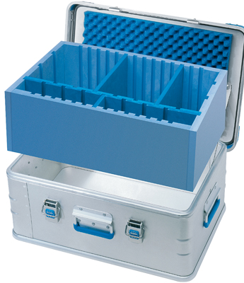 Tartozék alumínium szállító-boxhoz: elválasztófal-készlet, SzxMéxM: 550x350x190 mm, színe: kék