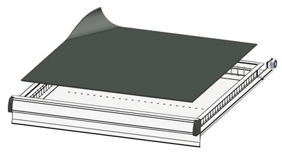 Tartozék fiók felosztó készlethez: gumi betét, színe: fekete, méret: 459x459 mm, vastagság: 2 mm