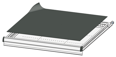 Tartozék fiók felosztó készlethez: gumi betét, színe: fekete, méret: 612x612 mm, vastagság: 2 mm