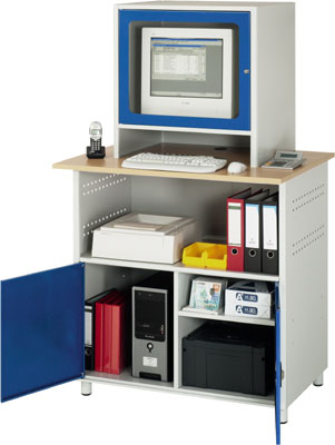 EDV-szekrény, Anyaga: 25 mm-es bükk-dekor-lap, helyhez kötött, 1-rekesz bal oldalon, 2-rekesz jobb oldalon, monitor-ház mélysége: 550 mm, Sz x Mé x M: 1000x800x1100 mm