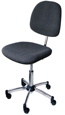 Munkahelyi szék, ESD, Lábkereszt + rugó anyaga: krómozott acél, Ülőke: szövet/ nagy háttámla, Magassága: 420-640 mm, alul: görgők