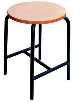 Munkahelyi zsámoly, H-merevítésű váz, ülőke M: 500 mm, fekete acél-váz, ülő-felület anyaga: rétegelt bükk-fa