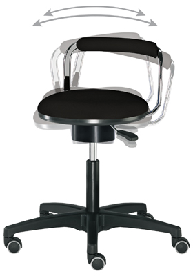 Egészségügyi zsámoly, Ülőke: O x M: 42x430-530 mm, 3D-technikájú ülőke háttámasszal, Színe: fekete