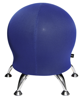Fittnesz-zsámoly gimnasztika-labdával egybeépítve, Ülőke O X M: 550x450 mm, krómozott lábak, Színe: kék