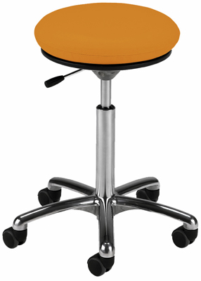 Irodai zsámoly légpárnás ülőkével, ülőke átmérő x M: 330x520-710 mm, alumínium talp-kereszt, beálló-görgőkkel, színe: narancssárga