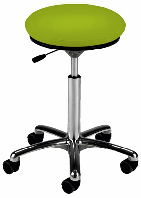 Irodai zsámoly légpárnás ülőkével, ülőke átmérő x M: 330x520-710 mm, alumínium talp-kereszt, beálló-görgőkkel, színe: zöld