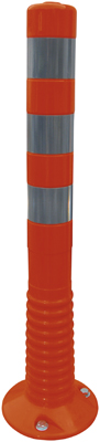 Lezáró-oszlop, hajlékony, színe: narancssárga/ezüst, 3 fényvisszaverő csíkkal, extrém robusztus, anyaga. polyuretán, M x átmérő: 750x80 mm