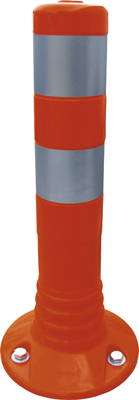 Lezáró-oszlop, hajlékony, színe: narancssárga/ezüst, 2 fényvisszaverő csíkkal, extrém robusztus, anyaga. polyuretán, M x átmérő: 450x80 mm