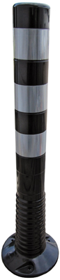Lezáró-oszlop, hajlékony, színe: fekete/ezüst, 3 fényvisszaverő csíkkal, extrém robusztus, anyaga. polyuretán, M x átmérő: 750x80 mm