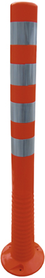 Lezáró-oszlop, hajlékony, színe: narancssárga/ezüst, 4 fényvisszaverő csíkkal, extrém robusztus, anyaga. polyuretán, M x átmérő: 1000x80 mm