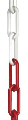 Lezáró-lánc, anyaga: horganyzott acél, festés: piros/fehér, átmérő: 5 mm, megosztás: 36 mm