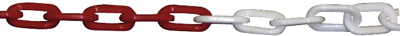 Lezáró-lánc, anyaga: műanyag, színe: piros/fehér, átmérő: 6 mm, megosztás: 36 mm