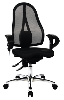 Irodai forgószék Sitness, ülőke SzxMéxM: 480x440x430-540 mm, támla M: 550-600 mm, permanens-kontakt-mechanikájú, ülés: Body-Balance technológia, színe: fekete, mellékelve állítható magasságú kar-támla