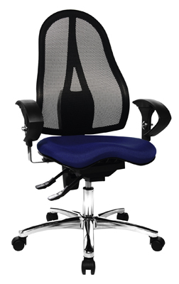 Irodai forgószék Sitness, ülőke SzxMéxM: 480x440x430-540 mm, támla M: 550-600 mm, permanens-kontakt-mechanikájú, ülés: Body-Balance technológia, színe: kék, mellékelve állítható magasságú kar-támla
