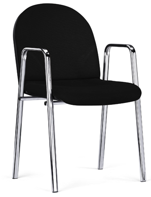 Vendég szék, ülőke SzxMéxM: 480x440x440 mm, össz. M: 890 mm, krómozott állvány, kar-támlával, ülés/háttámla huzat színe: fekete, 2 db/csomag
