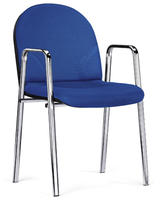 Vendég szék, ülőke SzxMéxM: 480x440x440 mm, össz. M: 890 mm, krómozott állvány, kar-támlával, ülés/háttámla huzat színe: kék, 2 db/csomag