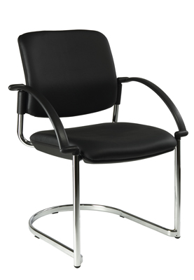Vendég-szék, fekete műbőr kárpittal, Ülőke Sz x Mé x M: 460x480x460 mm, Háttámla magasság: 460 mm, szabadon lengő kivitel, kartámlák, 2 db/csomag