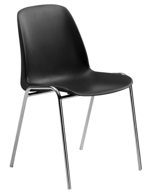 Egymásba rakható székek, egyben az ülőke és háttámla, anyaga: műanyag, színe: antracit, ülőke és háttámla kárpit nélkül, 2 db/csomag, váz: krómozott