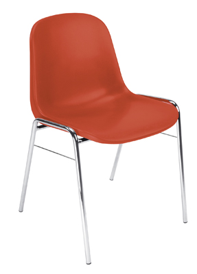 Egymásba rakható szék, anyaga: zárt műanyag, színe: narancssárgs, krómozott váz, ülőke SzxMéxM: 440x400x475 mm, össz.M: 807 mm