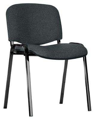 Egymásra rakható szék, Állvány anyaga: fekete ovális cső, Háttámla: fekete műanyag, Támla/ülőke huzata: fekete, 4 db/csomag
