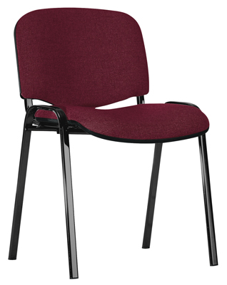 Egymásra rakható szék, Állvány anyaga: fekete ovális cső, Háttámla: fekete műanyag, Támla/ülőke huzata: bordó, 4 db/csomag