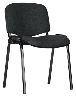 Egymásra rakható szék, Állvány anyaga: fekete ovális cső, Háttámla: fekete műanyag, Támla/ülőke huzata: antracit, 4 db/csomag
