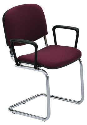 Szabadonlengő szék, Támla/ülőke: kárpitozott, Állvány: krómozott kerek cső, kartámlával, Színe: bordó