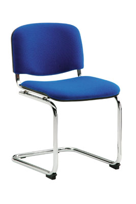 Szabadonlengő szék, Támla/ülőke: kárpitozott, Állvány: krómozott kerek cső, kartámla nélkül, Színe: kék