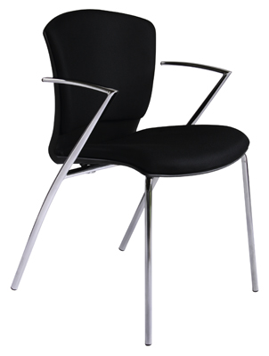 Vendég-szék, ülőke SzxMéxM: 450x400x420 mm, össz M: 820 mm, 4-lábú krómozott váz, ülőke-/háttámla kárpit: fekete szövet, 2 db/csomag