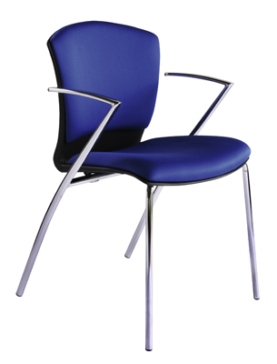 Vendég-szék, ülőke SzxMéxM: 450x400x420 mm, össz M: 820 mm, 4-lábú krómozott váz, ülőke-/háttámla kárpit: kék szövet, 2 db/csomag