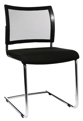 Szabadonlengő szék, Támla: háló betétes fekete, Ülőke: fekete, Össz. magasság: 800 mm, Ülőke Sz x Mé x M: 470x440x460 mm, Állvány: krómozott kerek cső
