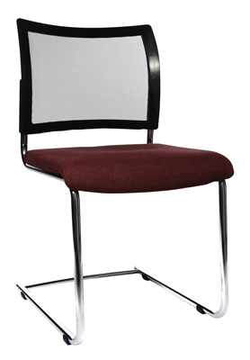 Szabadonlengő szék, Támla: háló betétes fekete, Ülőke: bordó, Össz. magasság: 800 mm, Ülőke Sz x Mé x M: 470x440x460 mm, Állvány: krómozott kerek cső