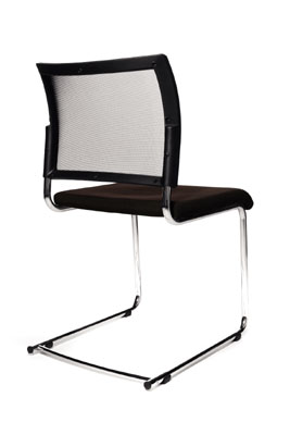 Szabadonlengő szék, Támla: háló betétes fekete, Ülőke: barna, Össz. magasság: 800 mm, Ülőke Sz x Mé x M: 470x440x460 mm, Állvány: krómozott kerek cső