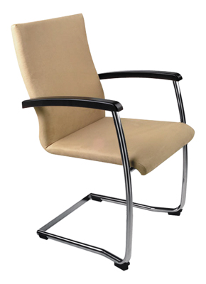 Vendég-szék, egymásba rakható, állvány: krómozott, kartámla: bükk, színe: fekete kárpit: bézs szövet