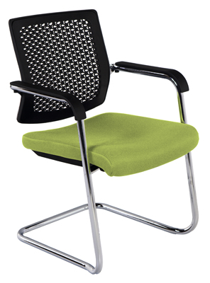 Vendég-szék, ülőke SzxMéxM: 470x500x440 mm, össz M: 870 mm, szabadon lengő,  krómozott váz, ülőke-/háttámla kárpit: zöld szövet, 2 db/csomag