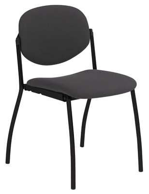 Egymásra rakható szék, acélcső váz  fekete, Ülés-/háttámla huzat antracit, kartámasz nélkül