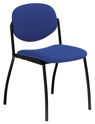 Egymásra rakható szék, acélcső váz  fekete, Ülés-/háttámla huzat kék, kartámasz nélkül