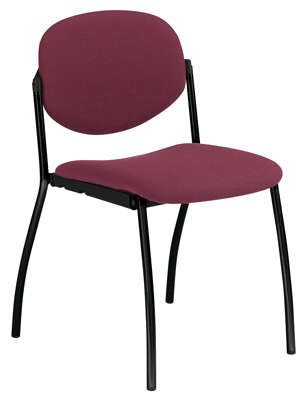 Egymásra rakható szék, acélcső váz  fekete, Ülés-/háttámla huzat bordó, kartámasz nélkül