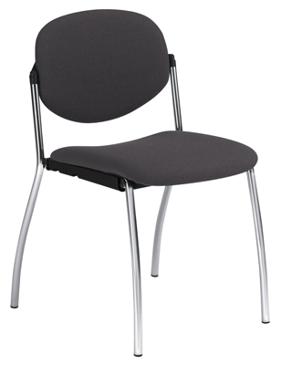 Egymásra rakható szék, acélcső váz  krómozott, Ülés-/háttámla huzat antracit, kartámasz nélkül