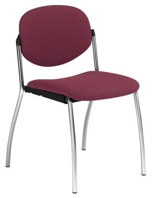 Egymásra rakható szék, acélcső váz  krómozott, Ülés-/háttámla huzat bordó, kartámasz nélkül