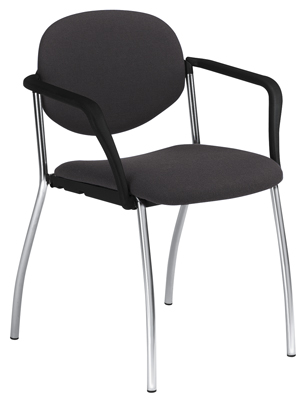 Egymásra rakható szék, acélcső váz  krómozott, Ülés-/háttámla huzat antracit, kartámasszal