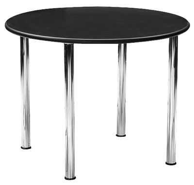 Beszélgető-asztal, melamíngyanta bevonatú asztallap, 25 mm vastag, színe: fekete, átmérő: 1000 mm