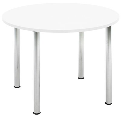 Beszélgető-asztal, melamíngyanta bevonatú asztallap, 25 mm vastag, színe: fehér, átmérő: 1000 mm
