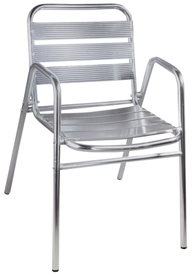 Vendéglői-szék, Sz x Mé x M: 430x600x780 mm, Anyaga: alumínium, ülőke magasság: 450 mm, egymásra rakható, háttámlával, 4 db/csomag