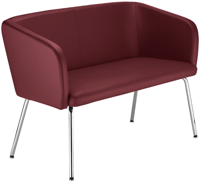 2-üléses vendég-kanapé, ülés SzxMéxM: 980x450x470 mm, párnázott, műbőr kárpit, színe: piros, krómozott 4-lábú állvány